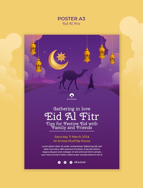 Free PSD eid al fitr celebration poster template