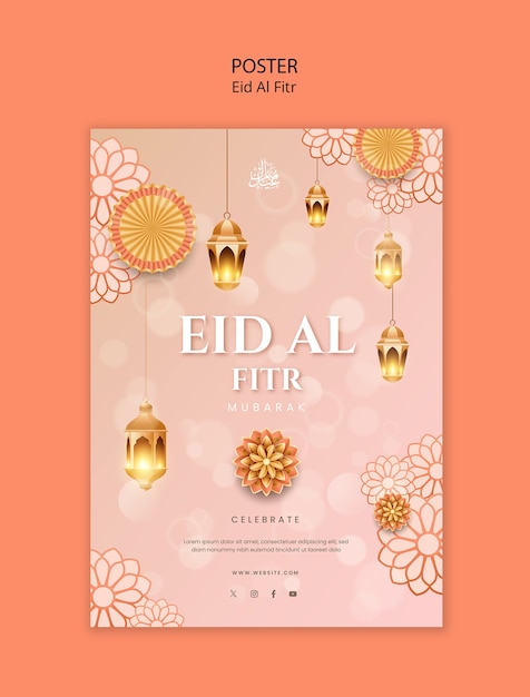 Free PSD eid al fitr celebration poster template