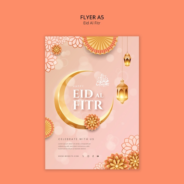 Free PSD eid al fitr celebration poster template