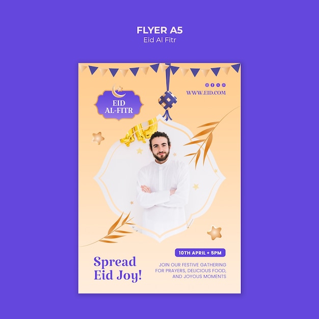 Free PSD eid al fitr celebration poster template