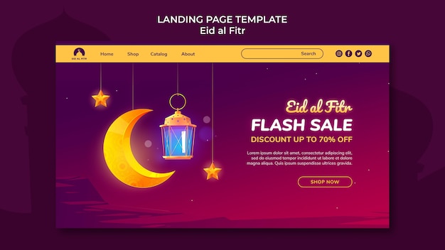 Free PSD eid al-fitr landing page template