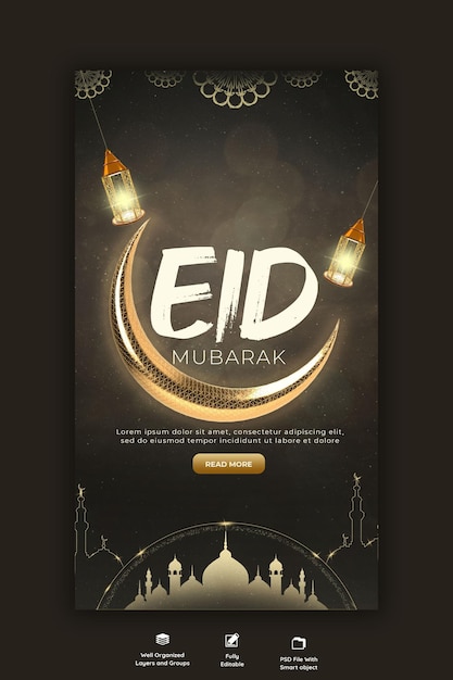 Eid mubarik and eid ul fitr instagram and facebook story template