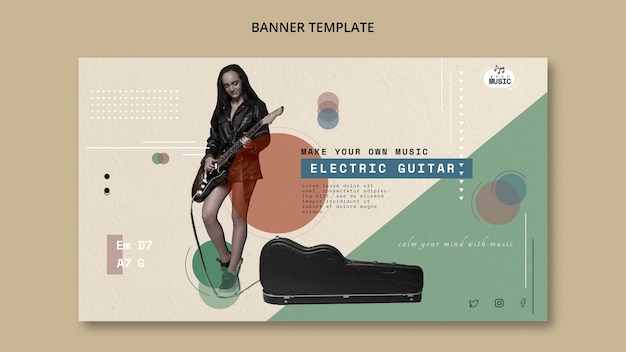 Free PSD electric guitar lessons banner style