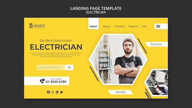 Free PSD electrician landing page web template