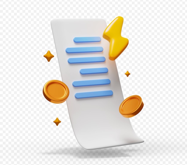 Free PSD electricity bill icon 3d illustration