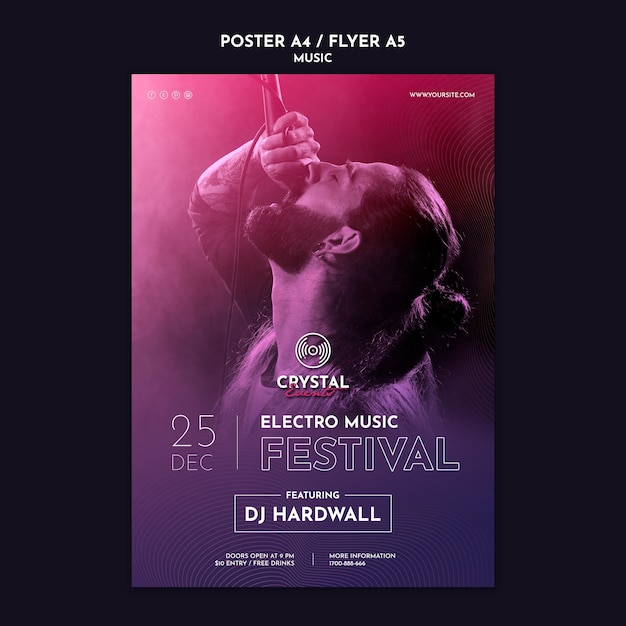 Free PSD electro music festival poster template