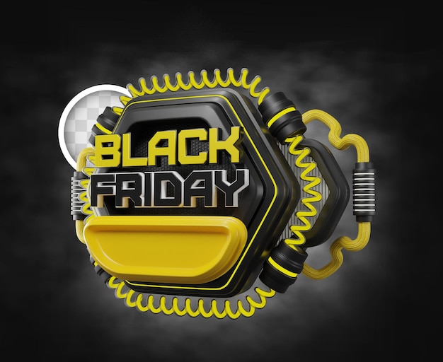 Free PSD elegant black friday banner 3d illustration