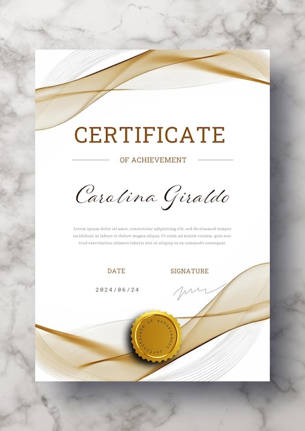 Free PSD elegant certificate template with abstract gradient waves