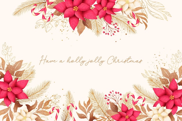 Free PSD elegant christmas background with watercolor nature and ornaments