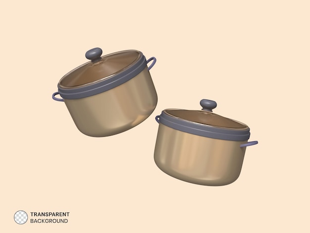 Free PSD elegant cooking pot icon isolated 3d render illustration