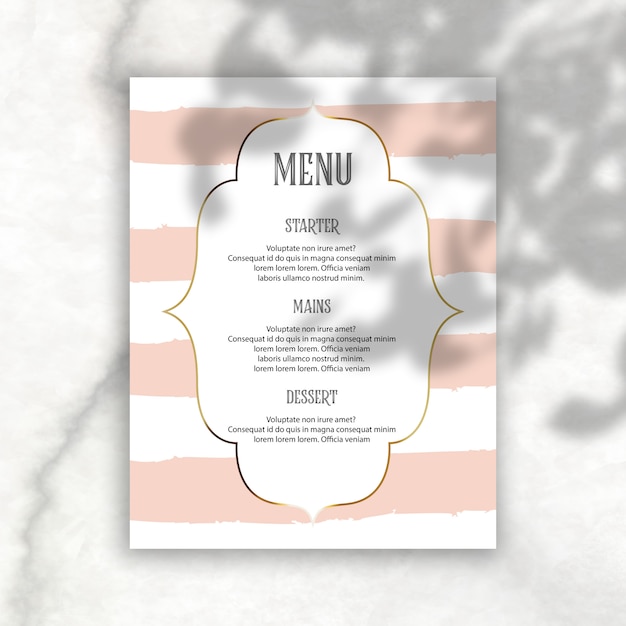 Free PSD elegant editable menu with shadow overlay