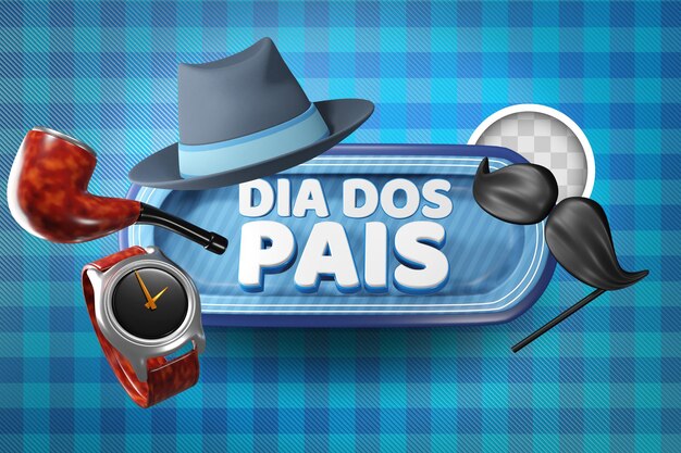 Elegant fathers day banner in portuguese quotDia dos paisquot 3d illustration