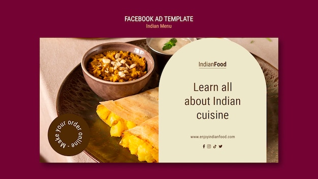 Free PSD elegant indian food template design