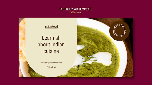 Free PSD elegant indian food template design