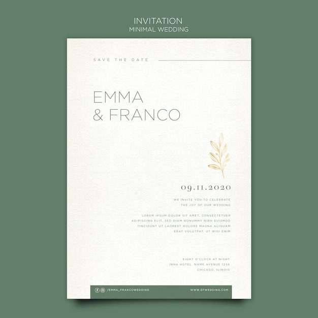 Free PSD elegant invitation template for wedding