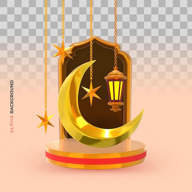 Elegant islamic new year creative composition. 3d illustration