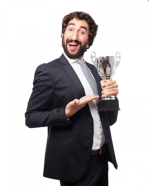 Free PSD elegant man with a trophy