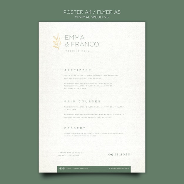 Free PSD elegant poster for wedding