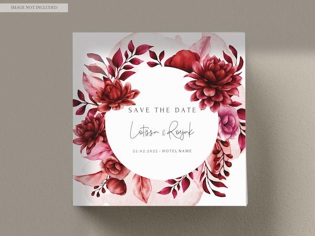 Elegant red maroon floral wedding invitation card template