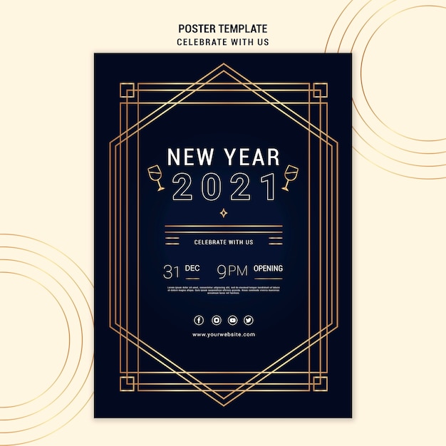 Free PSD elegant vertical poster template for new years party