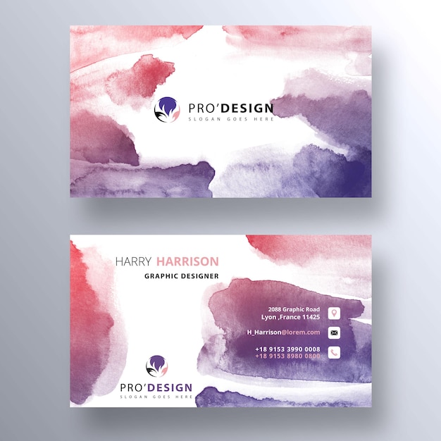 Free PSD elegant watercolor psd business card template