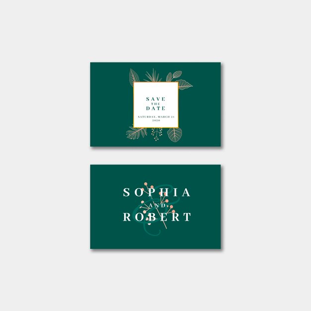 Elegant wedding invitation business card with nature concept