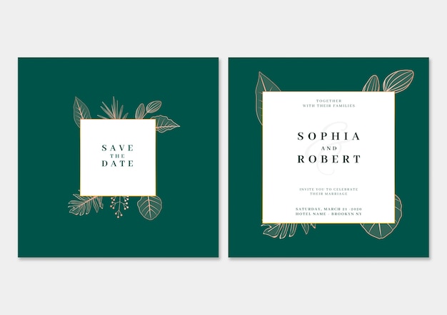 Elegant wedding invitation card with nature concept