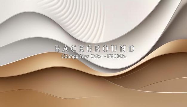 Free PSD elegant white overlap brown shade background with line golden elements generative ai