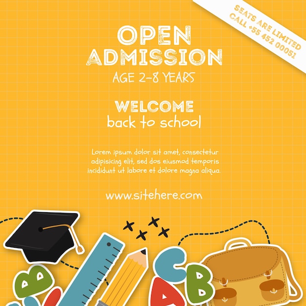 Free PSD elementary school admission poster template