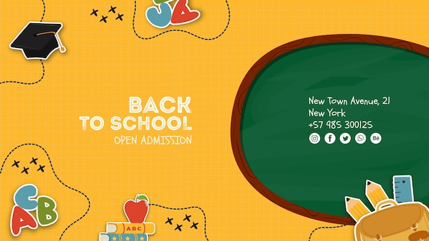 Free PSD elementary school open admission poster template