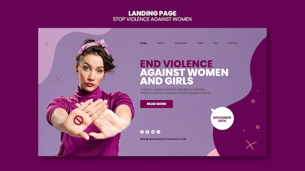 Free PSD elimination of violence against women landing page template