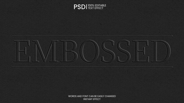 Free PSD embossed over black paper text effect