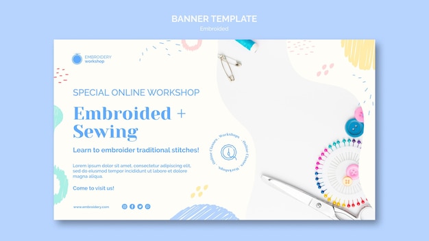 Free PSD embroided banner template