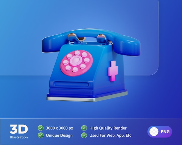 Free PSD emergency call health and medicine icon 3d illustration