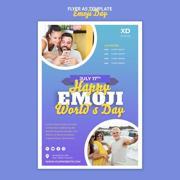 Emoji day flyer template