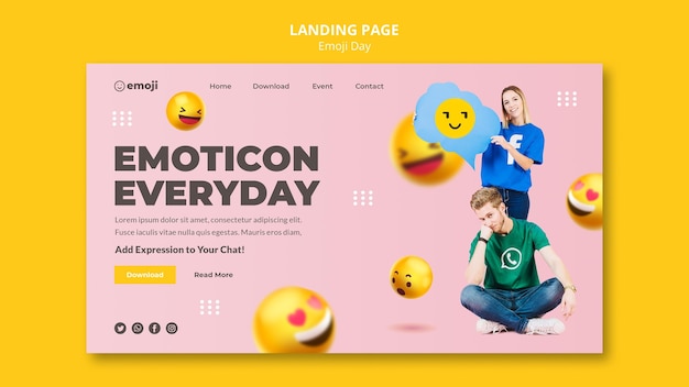 Free PSD emoji day landing page template