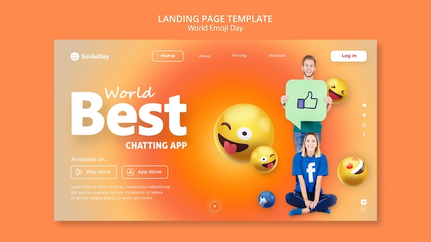 Free PSD emoji day landing page template