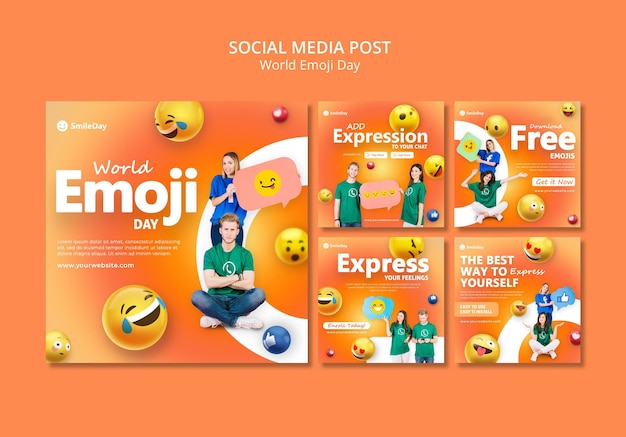 Free PSD emoji day social media posts