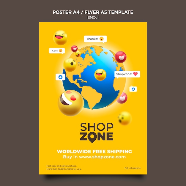 Free PSD emoji poster a4 template