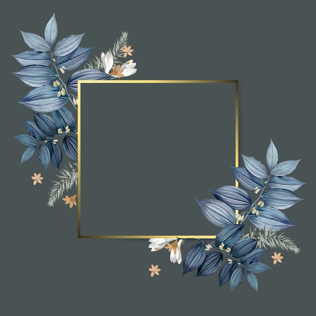 Empty floral golden frame design