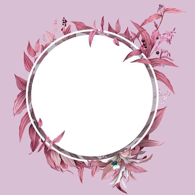 Free PSD empty frame with pink leaves design