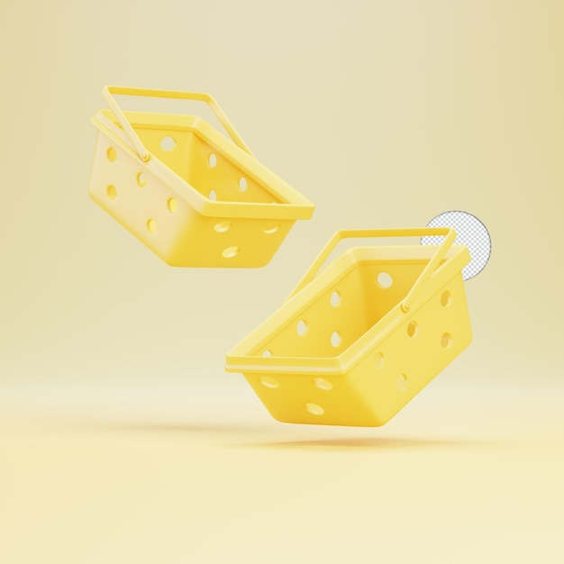 Empty Shopping basket icon isolated 3d render illustration