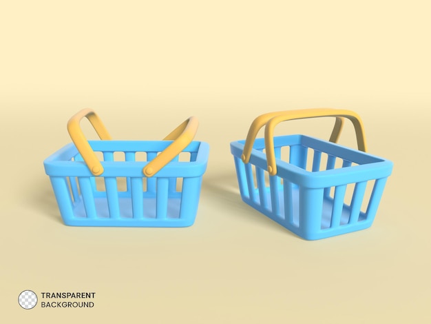 Free PSD empty shopping basket icon isolated 3d render illustration