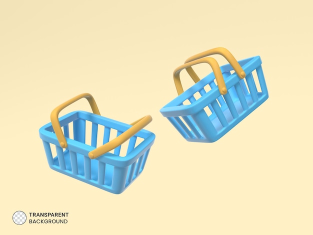 Free PSD empty shopping basket icon isolated 3d render illustration