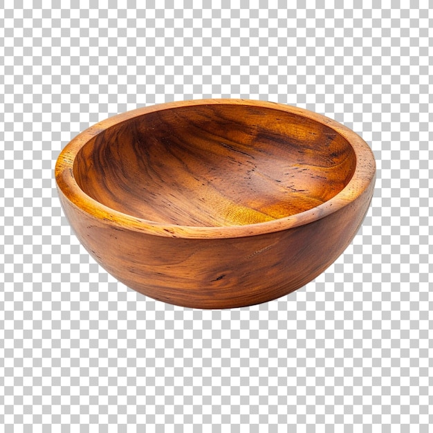 Empty wooden bowl isolated on a transparent background