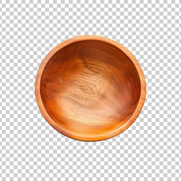 Empty wooden bowl isolated on a transparent background