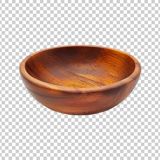 Empty wooden bowl isolated on a transparent background