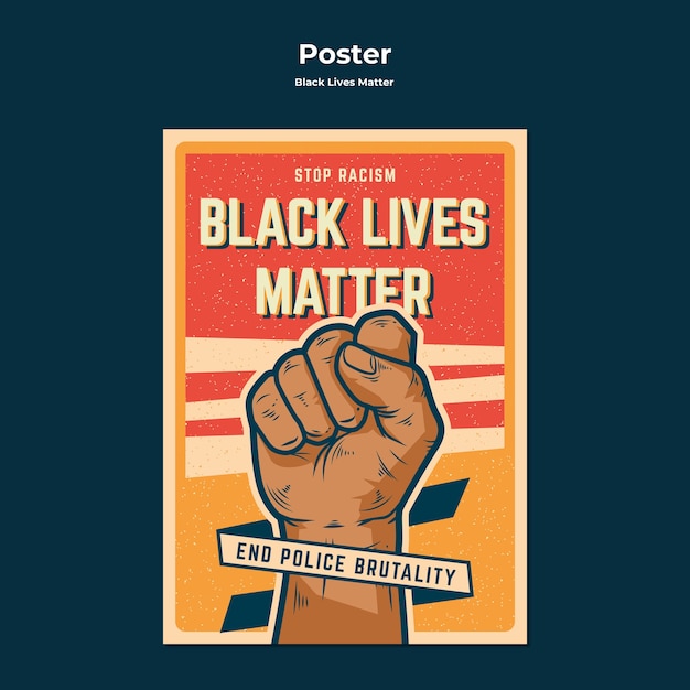 Free PSD end police brutality no racism poster template