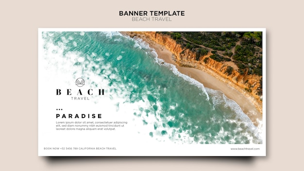 Free PSD enjoy best summer time top view ocean banner