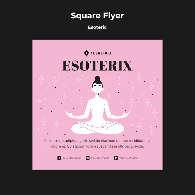 Free PSD esoteric character in lotus position square flyer